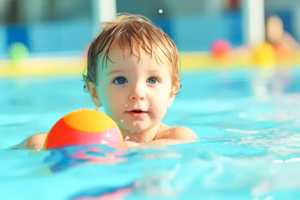 Child playing in the paddling pool