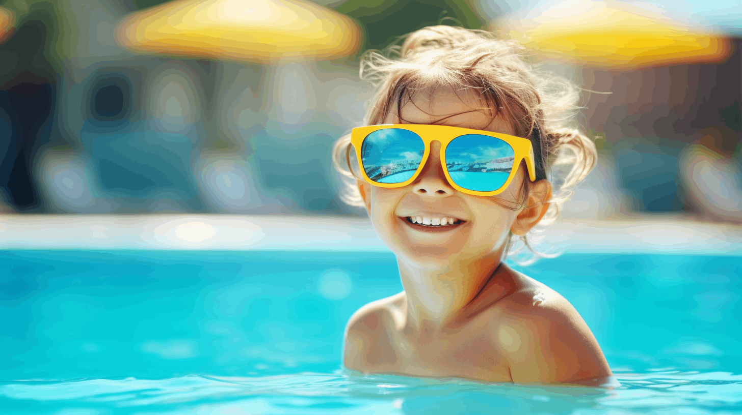 Enfant lunette jaune dans la piscine