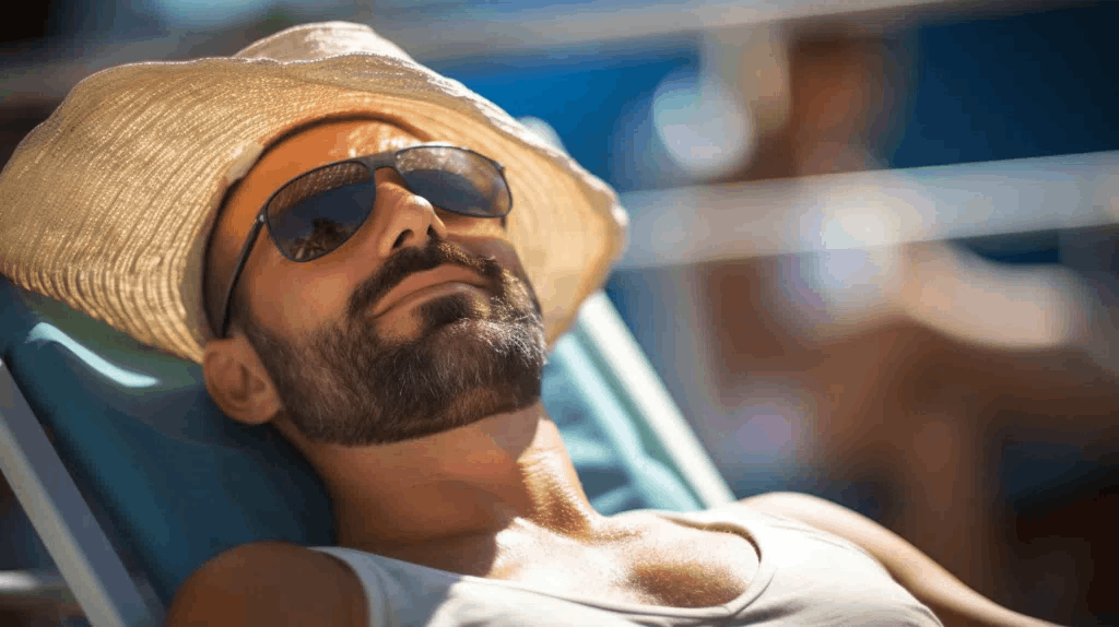 Man lazing around deckchair